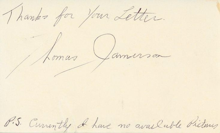 Thomas Jamerson- Signed Card