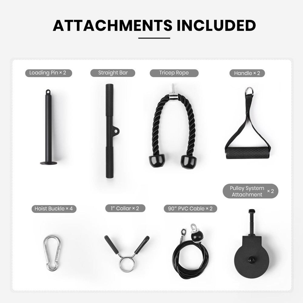 Multifunctional Wall Mounted Pull Up Bar with Pulley System (48" APART)