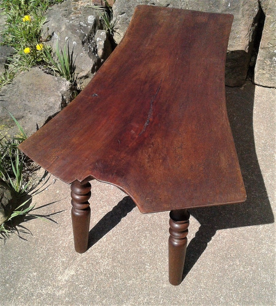 Antique Primitive Solid Walnut Plank Bench Live Edge 1900s Era