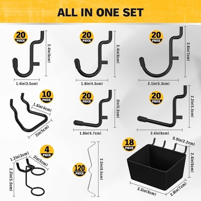 286 Piece Pegboard Organizer Set Heavy Duty Hooks Storage Bins Wall Mount System
