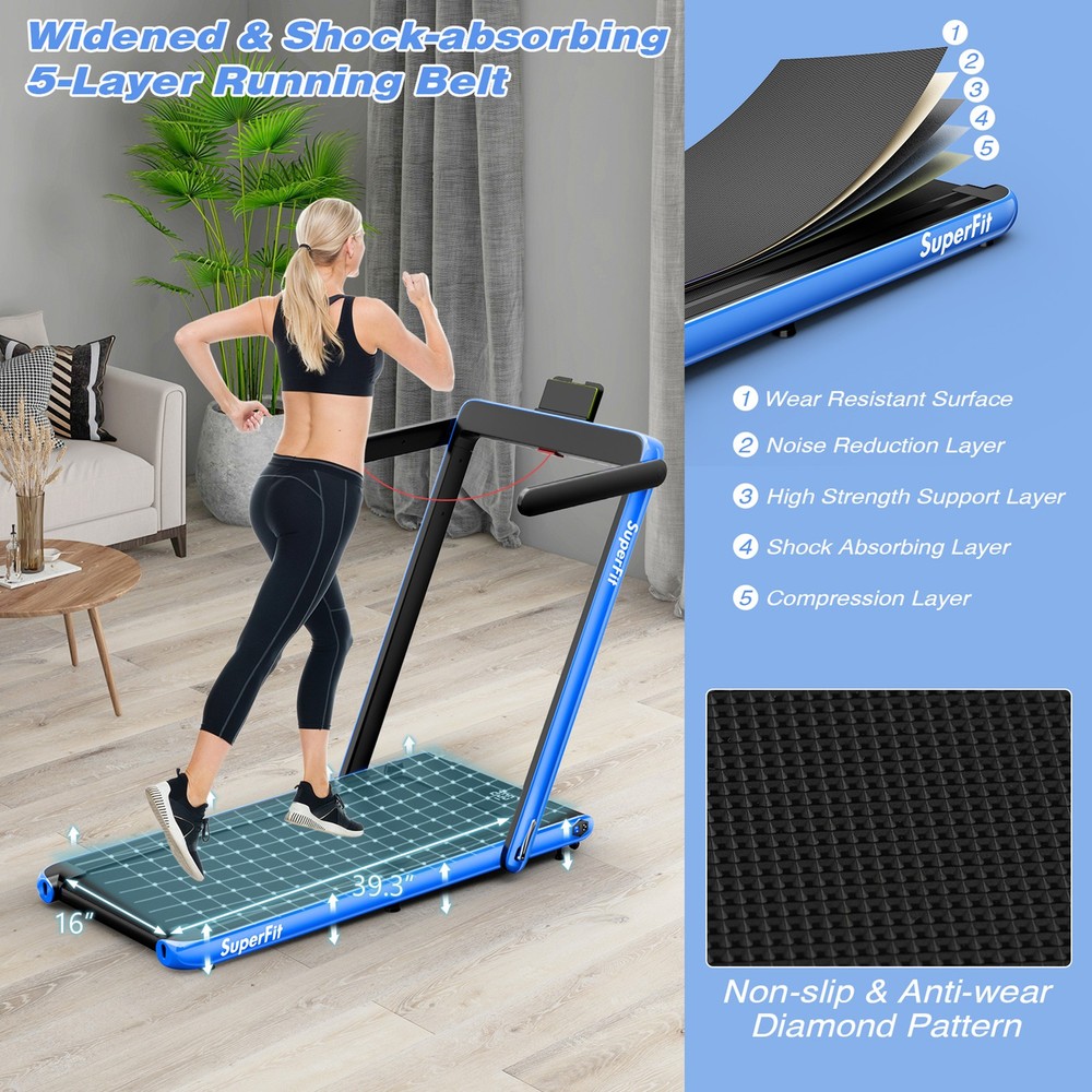 Motorized Treadmill Folding Under Desk Electric Treadmill Navy