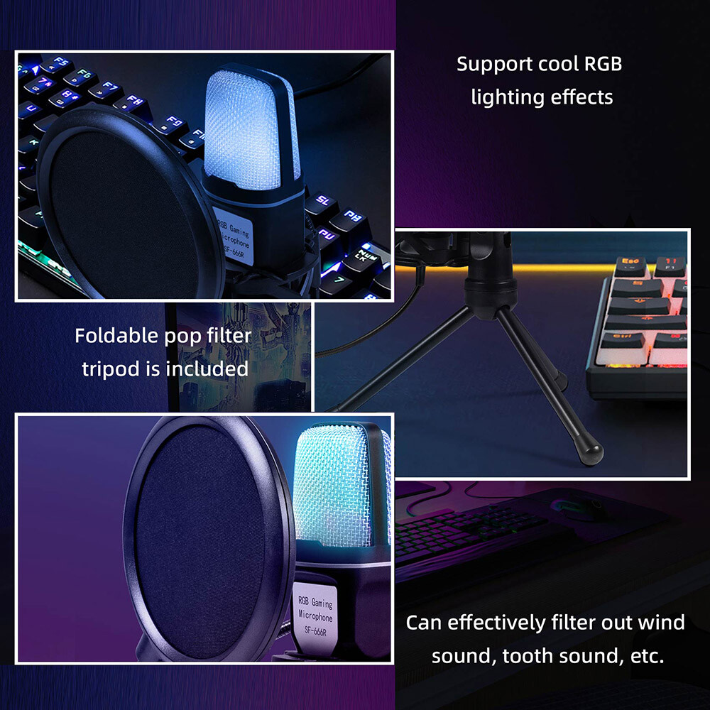 Desktop Condenser Microphone Mic Kit Broadcasting Studio Recording for PC Laptop