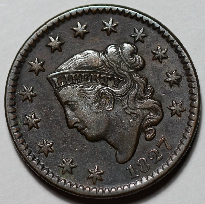 1827 Coronet Head Large Cent - US 1c Copper Coin
