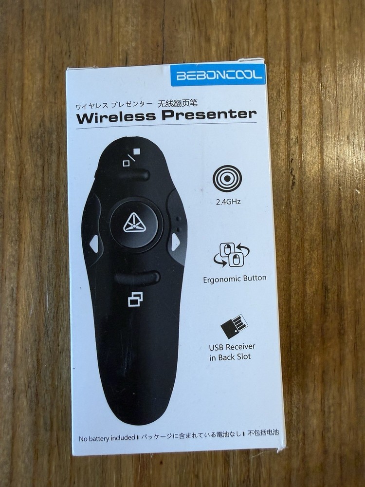 NEW Beboncool Black Wireless Presenter 2.4GHz Ergonomic Button