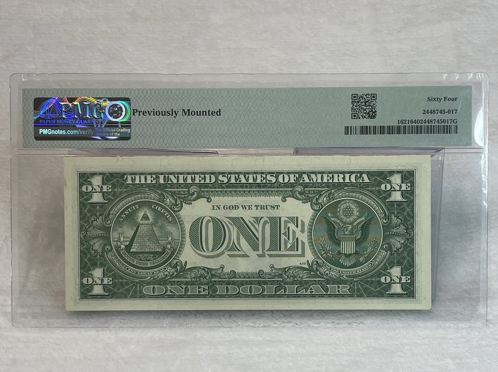 1957B $1 Silver Certificate PMG 64 — Previously Mounted