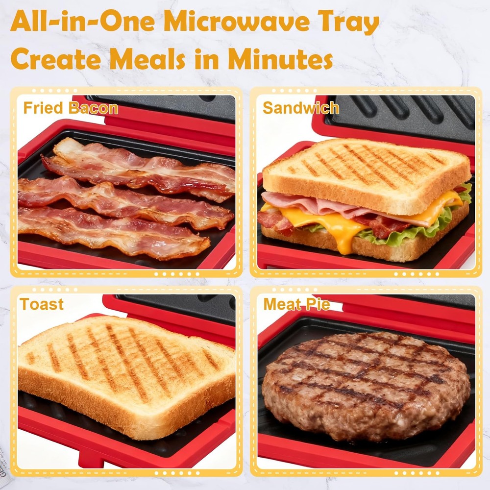 Microwave Sandwich Maker, Microwave Toaster with Adjustable Silicone Strap, R...