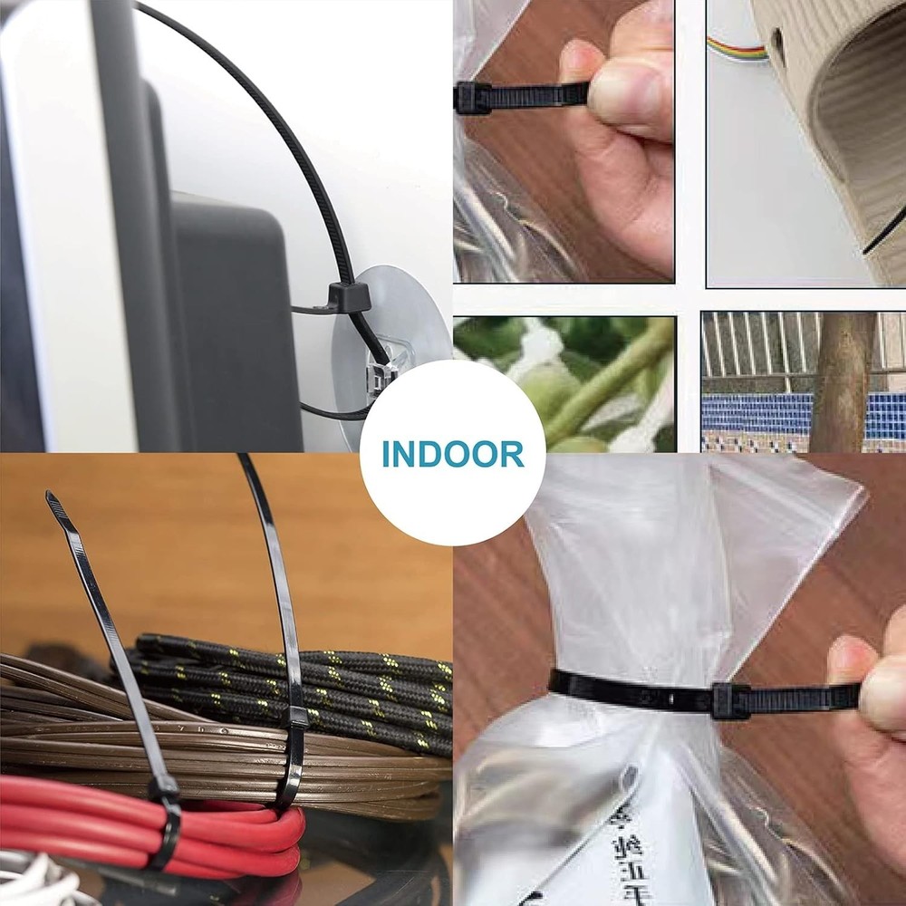 Zip Ties Assorted Sizes, 400 Pack, Black Cable Ties, UV Resistant Wire Ties by