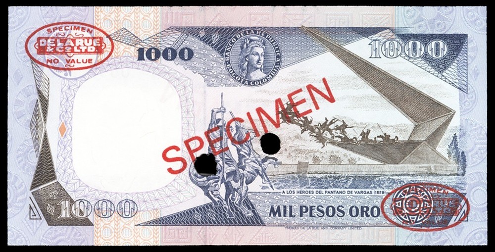 Colombia P424as, Specimen Banknote.