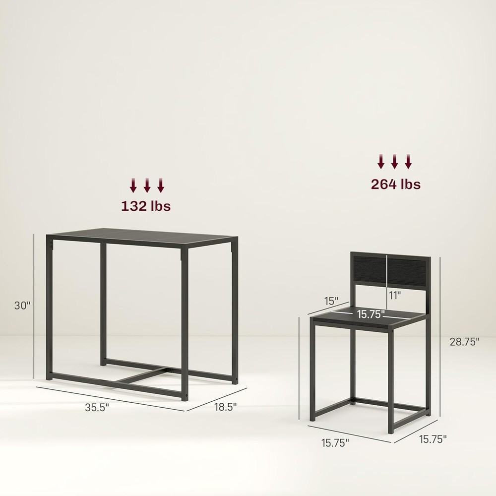 HOMCOM 3-Piece Industrial Dining Table Set for 2, Kitchen Table and Chairs