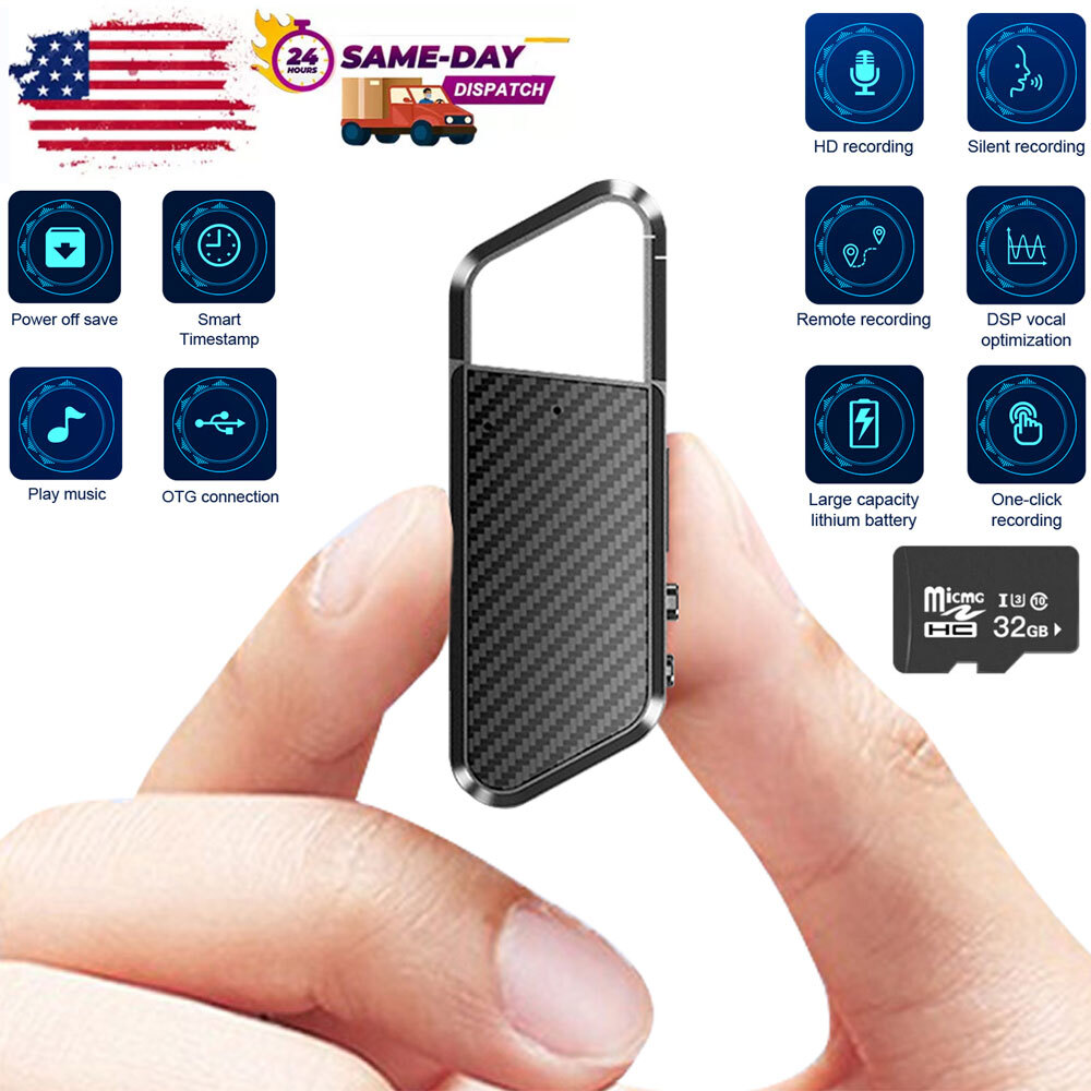 32GB Mini Hidden Digital Audio Voice Activated Recorder Smart MP3 Playback Small