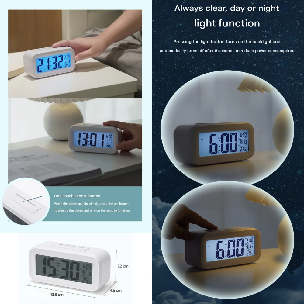 Battery operated digital desk clock