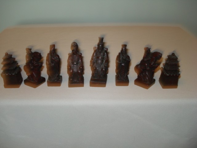 HAND CARVED BONE CHESS SET ASIAN THEME