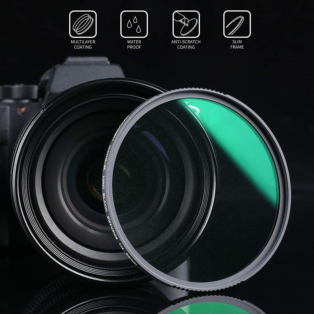 K&F Concept 82mm 1/4 Diffusion Filter Ring Black Mist Filter Double Multi Coated