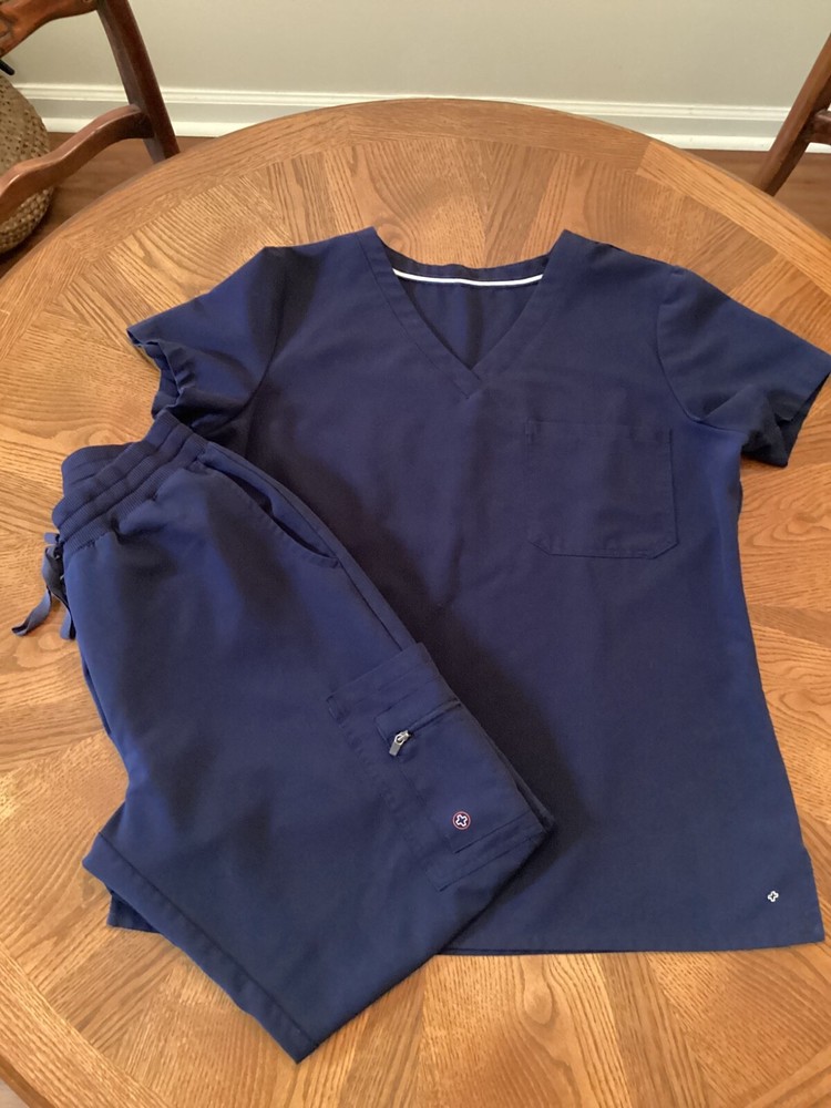 White Cross Womens Scrub Set, Blue, Size M