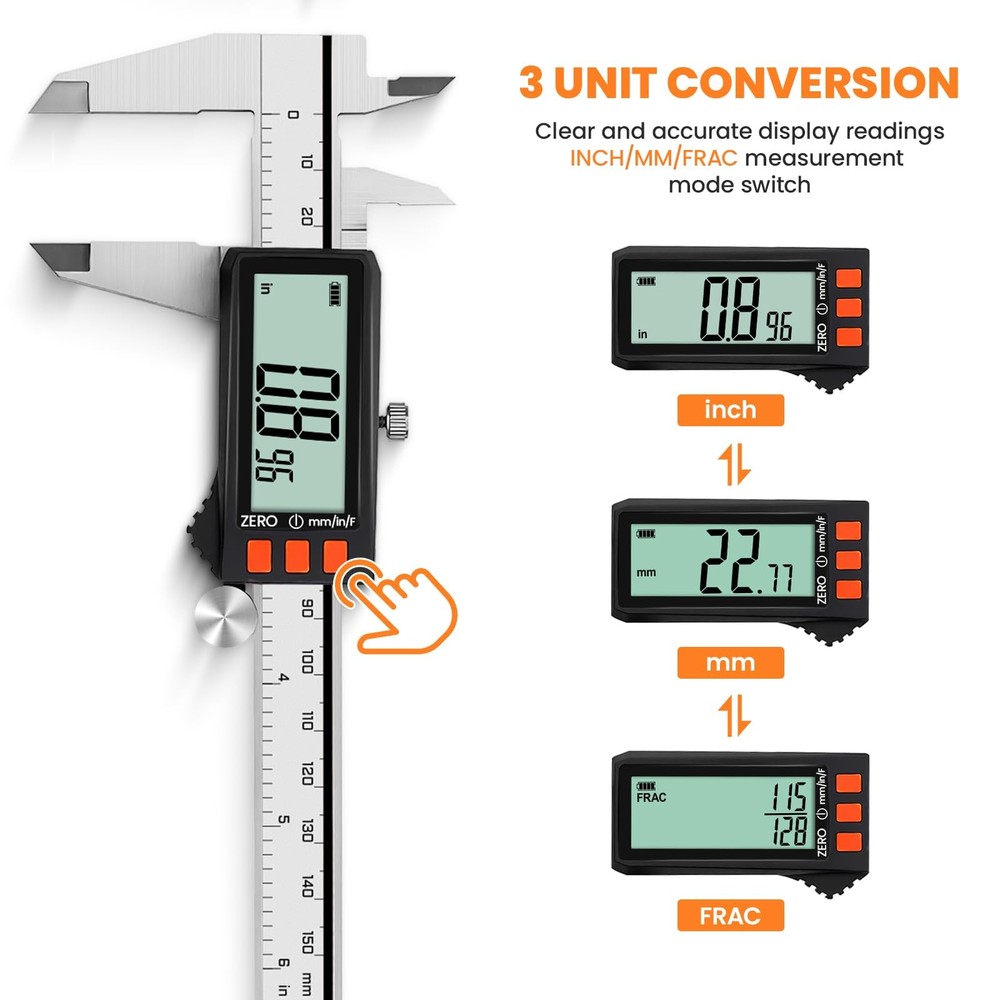 HARDELL Digital Caliper, Rechargeable Caliper with Power Display, 6...