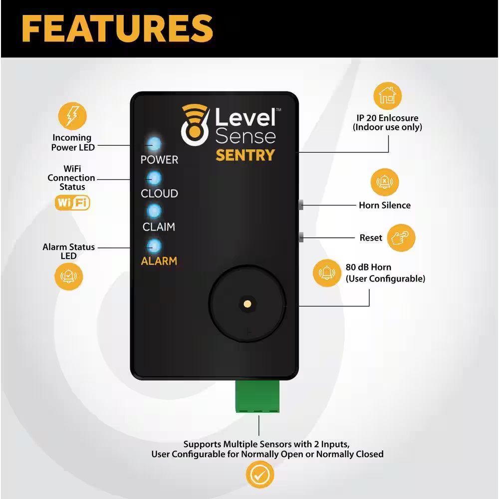 Wi-Fi Connected Sump Pump Alarm with Float Switch