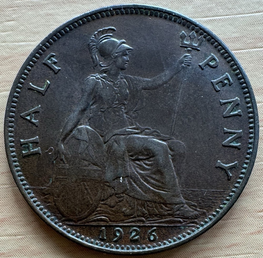 1926 Great Britain 1/2 Pence Copper Coin