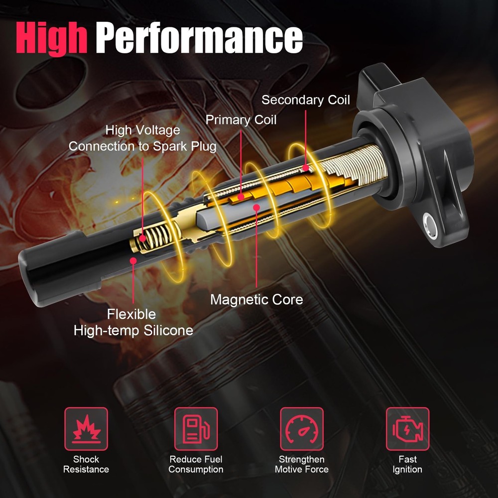 4pcs Ignition Coil & Spark Plug Compatible UF311 + plug