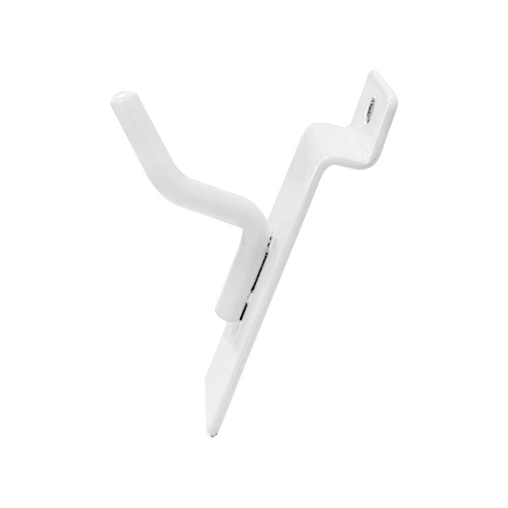 1" Slatwall Hook Panel Display Hooks, 1/4" Thickness Metal, White - PACK 25