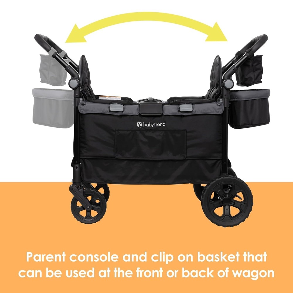 Foldable Stroller Wagon for Children with Adjustable Handle and Storage Basket