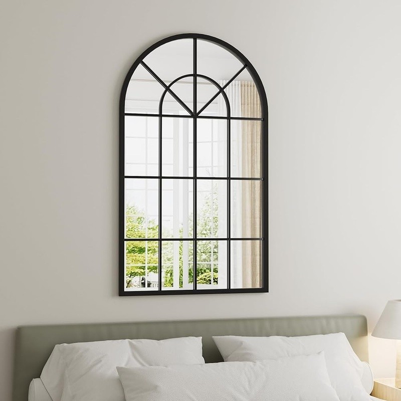 Arched Bathroom Mirror Decorative Iron Frame Explosion-Proof Easy Installation