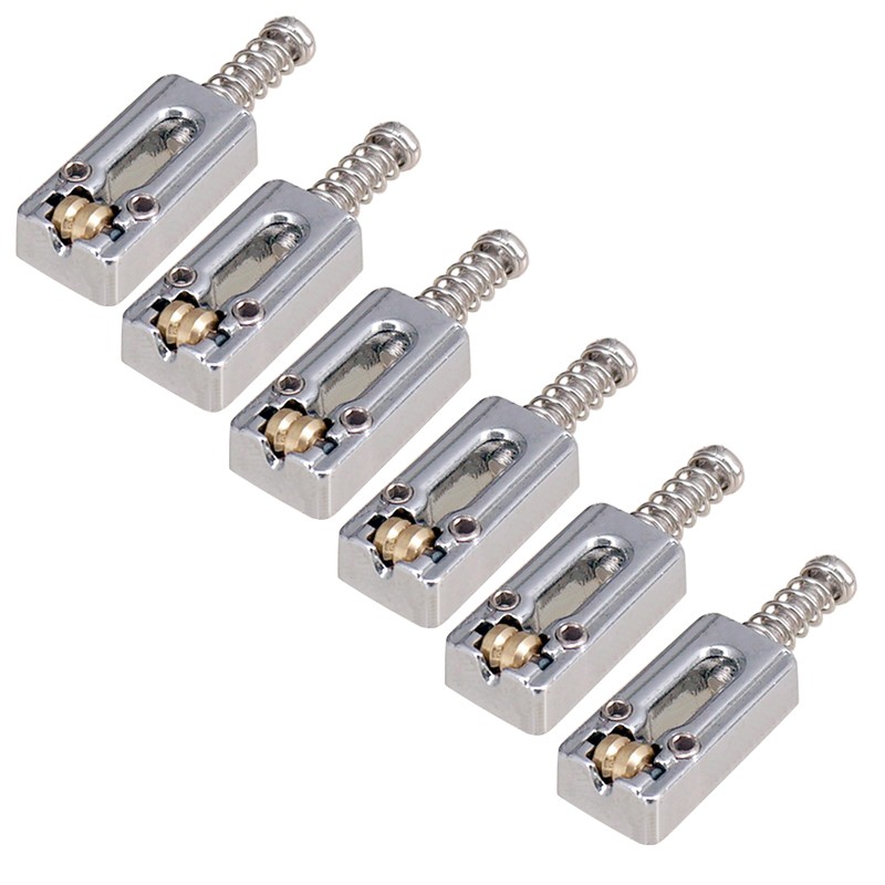 6*Chrome Plated Metal Roller Saddle Guitar Bridge String Saddles For E-Guitar