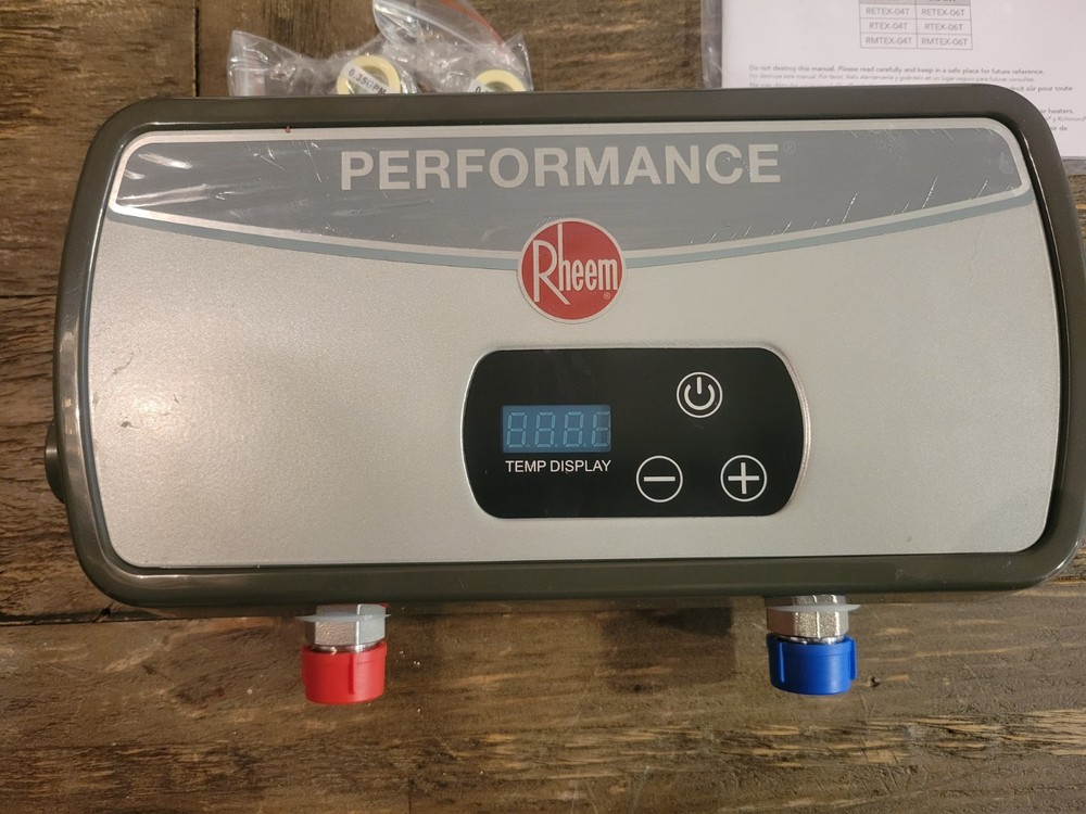 Rheem RETEX04 Electric Tankless Water Heater - Gray Read”