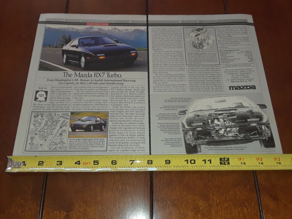 1988 MAZDA RX7 TURBO ORIGINAL 2 PAGE AD