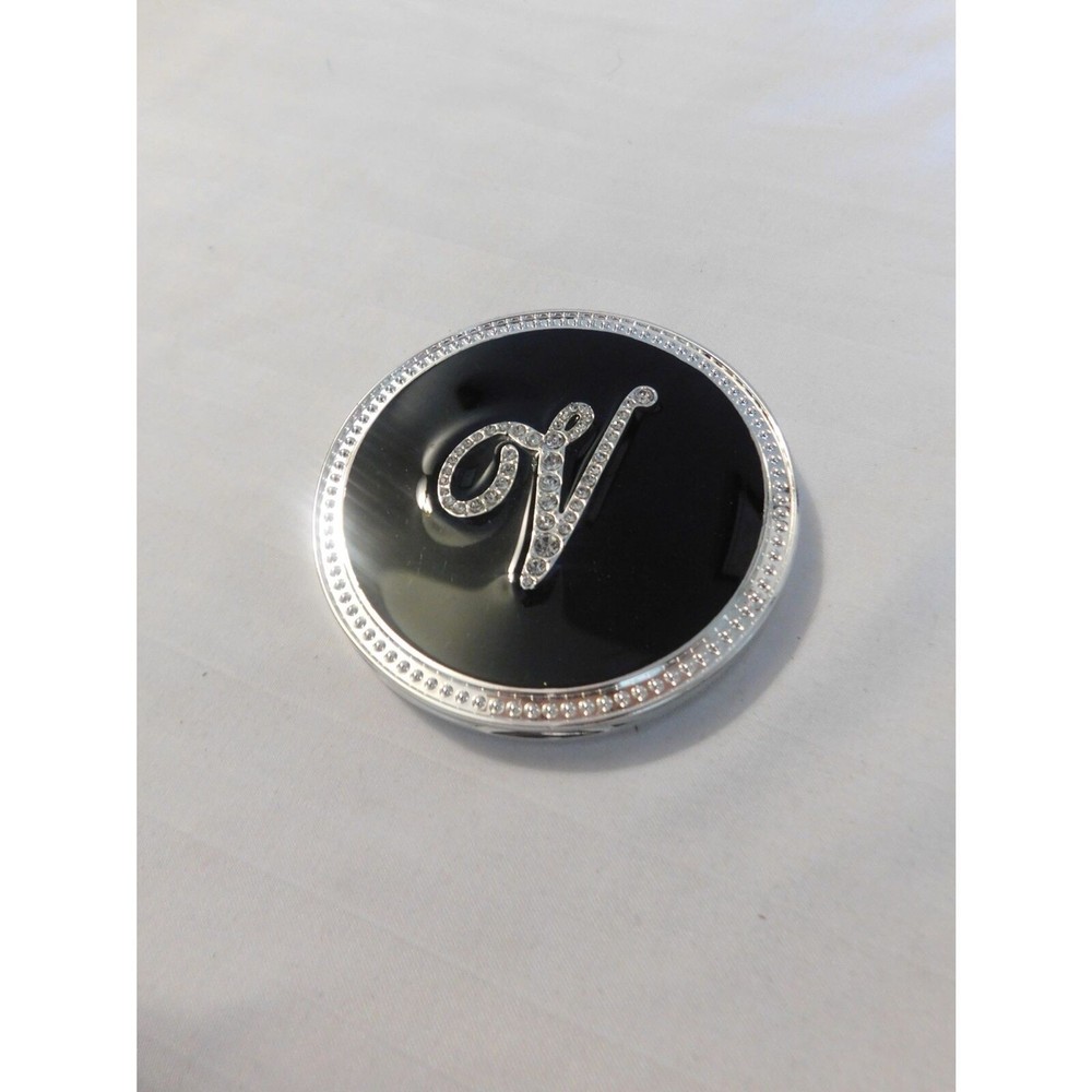 Lori Greiner Crystal Initial Compact Mirror with Magnification "V"