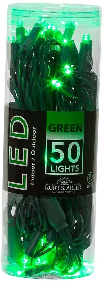 50 LED Green Lights Green Wire