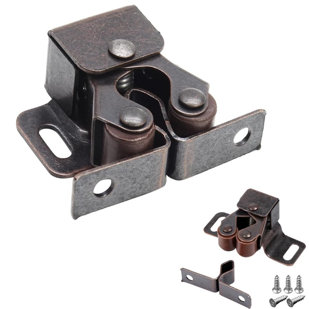 6 Pack Double Roller Catch with Spear Strike Cabinet Closet Doors Roller Catch