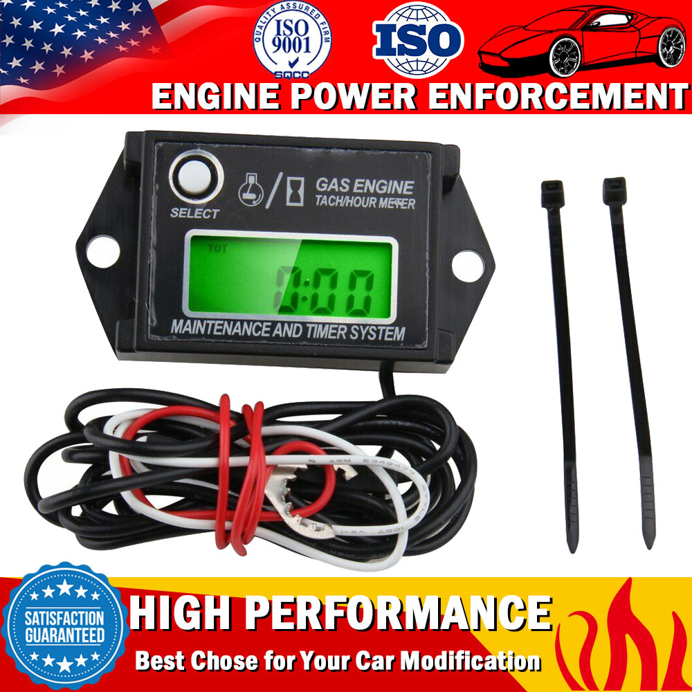 Waterproof Tachometer Tiny Tach Hour Meter Fits 2 Stroke & 4 Stroke Small Engine
