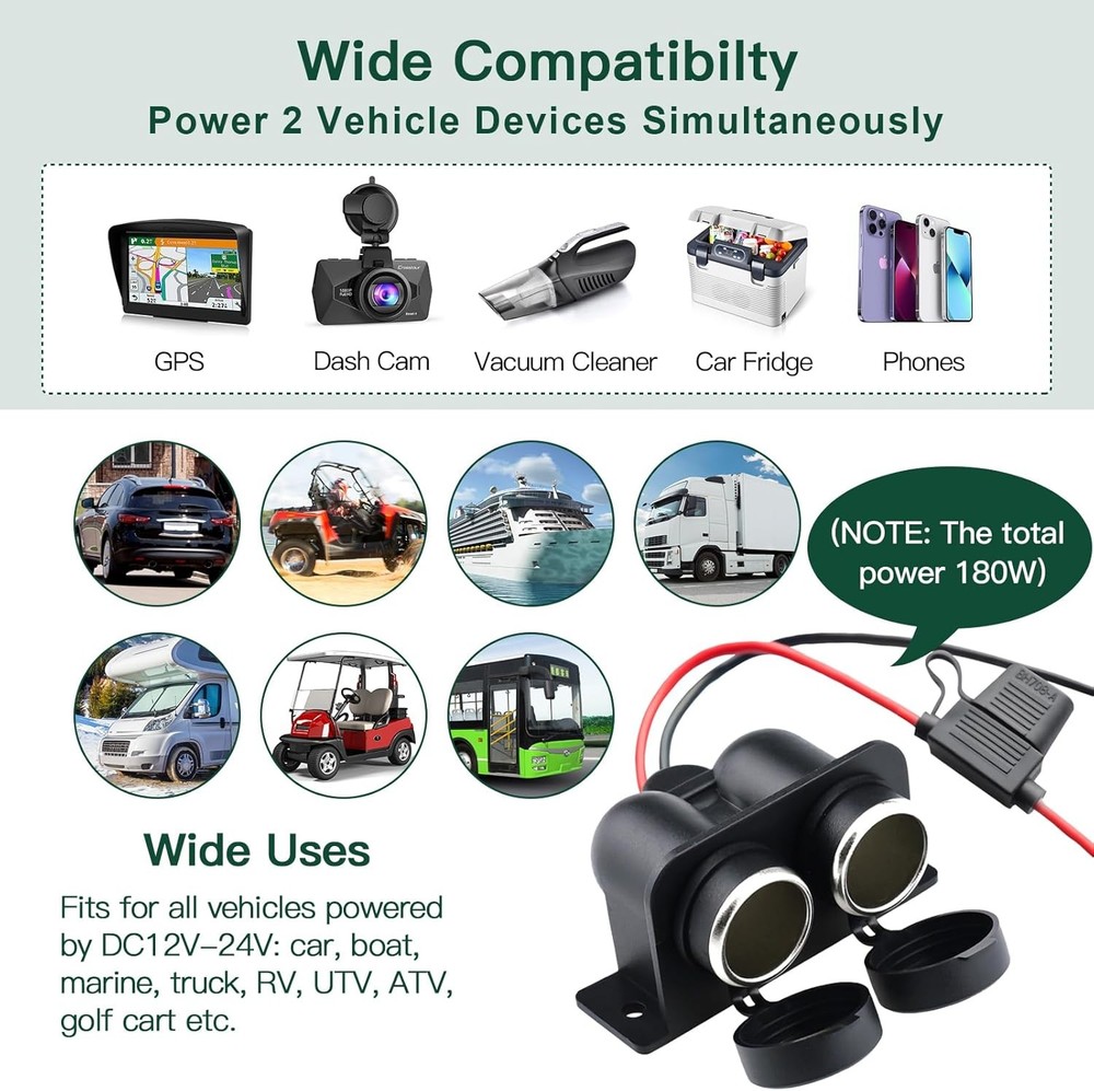 Car Cigarette Lighter Socket Power Splitter