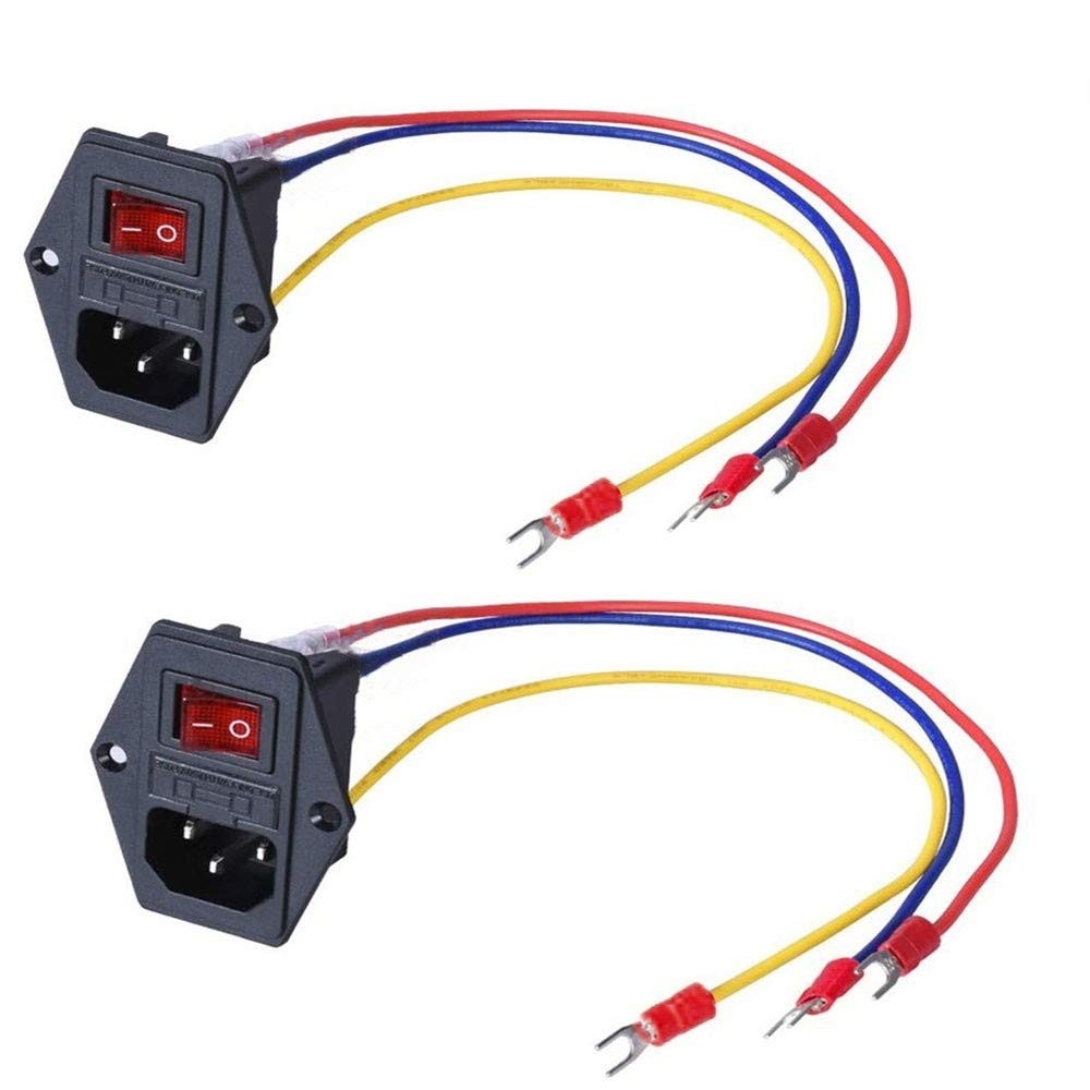 15A 250V Rocker Switch On/Off Power Socket Inlet Module Plug 10A Fuse Switch