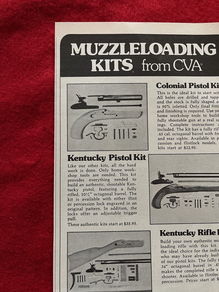 Vintage 1974 Connecticut Valley Arms Print Ad CVA Muzzleloading Kits Ad