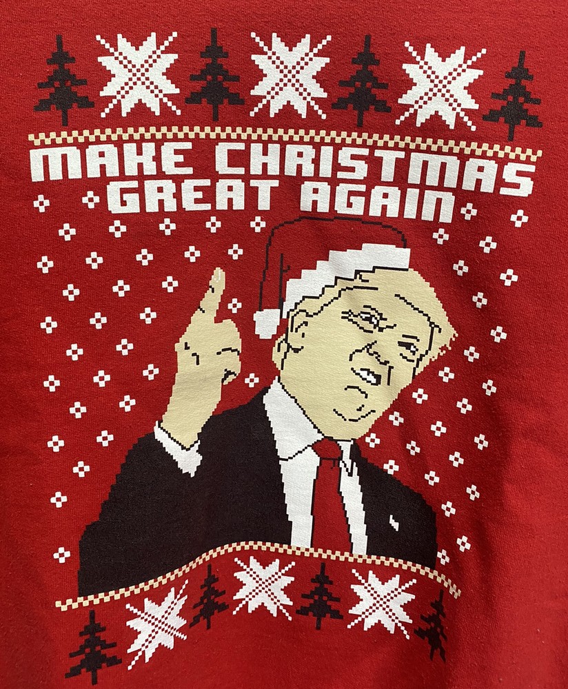 Make Christmas Great Again Donald Trump Sweatshirt Red Size Medium