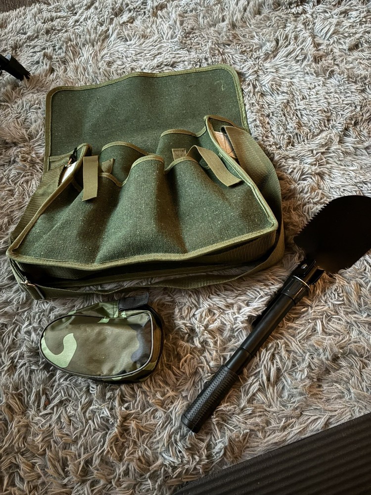 Military Style Tool Roll Bag + Folding Shovel & Hand Tools Bundle