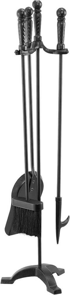 Fireplace Tool Set, 4 PCS Fire Tool Set and Holder with Three-Prong Stand, Ash S