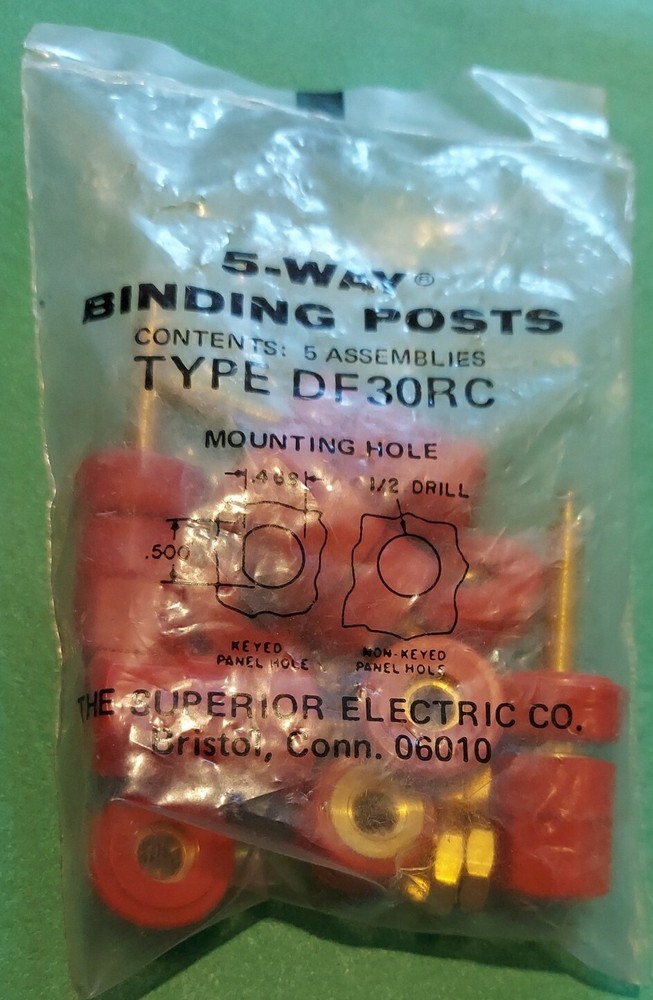 Package of 5 Assemblies:  5-Way Binding Posts- Superior Electric Type DF30RC