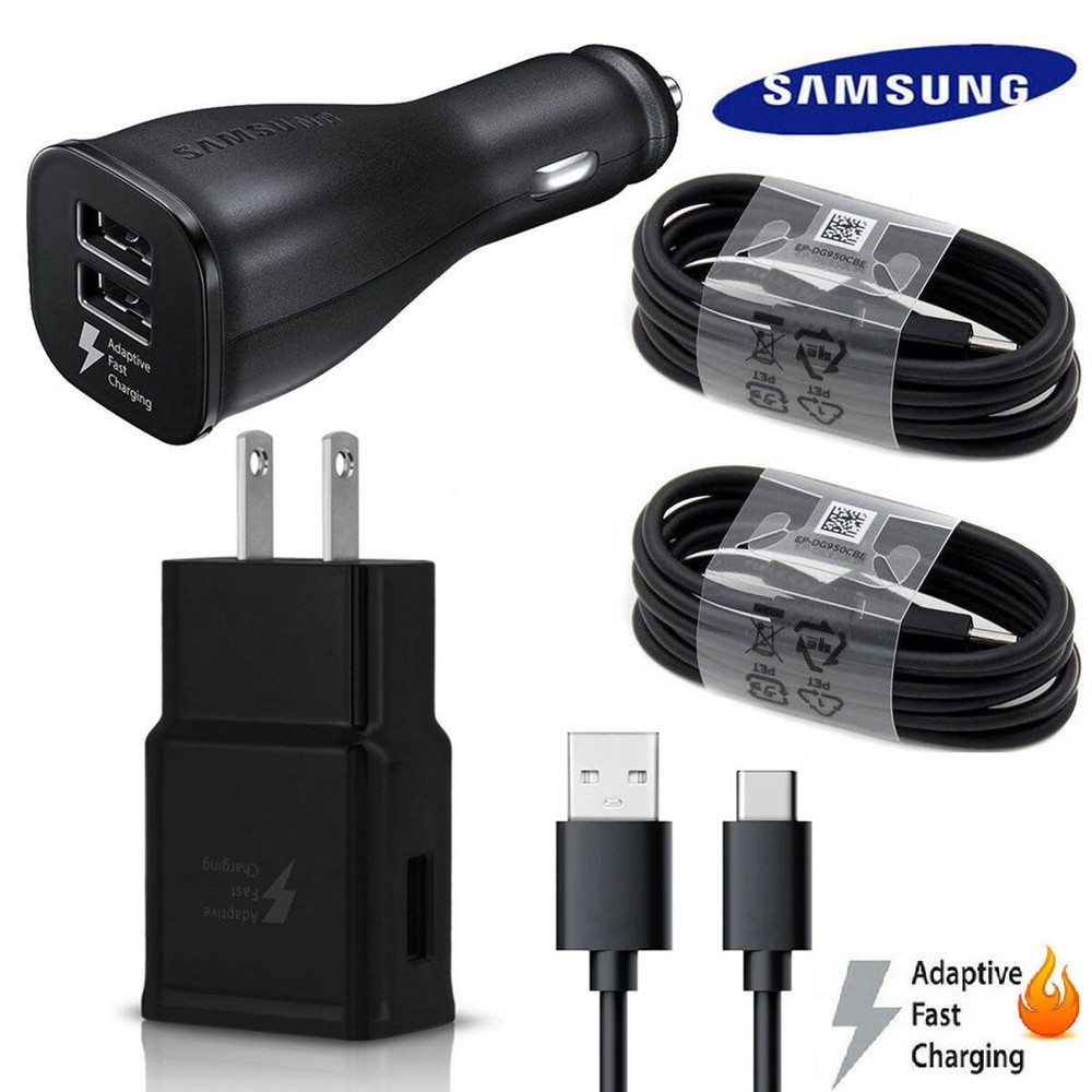 Original Samsung Galaxy Fast Charger Car Wall Adapter Type C Cable S9+ Note8 S8