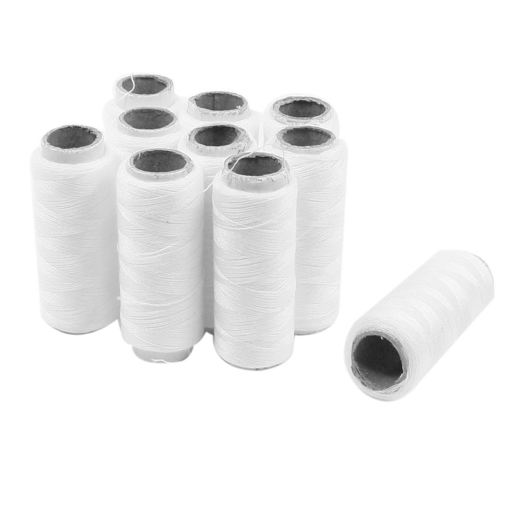 White String Hand Machine Embroidery Sewing Thread Spools 10 Pieces