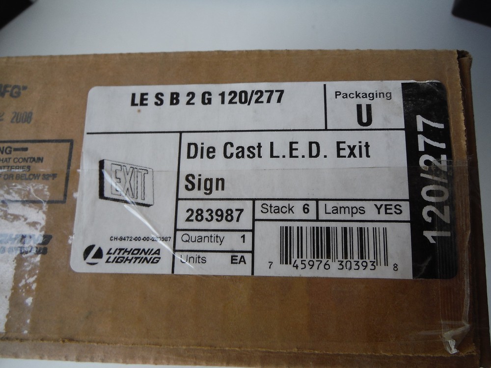 Lithonia Lighting Die Cast LED Exit Sign LE S B 2 G