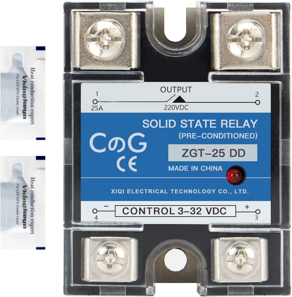 Solid State Relay SSR-25DD, DC to DC Input/Output, 3-32VDC, 25A, Plastic Cover