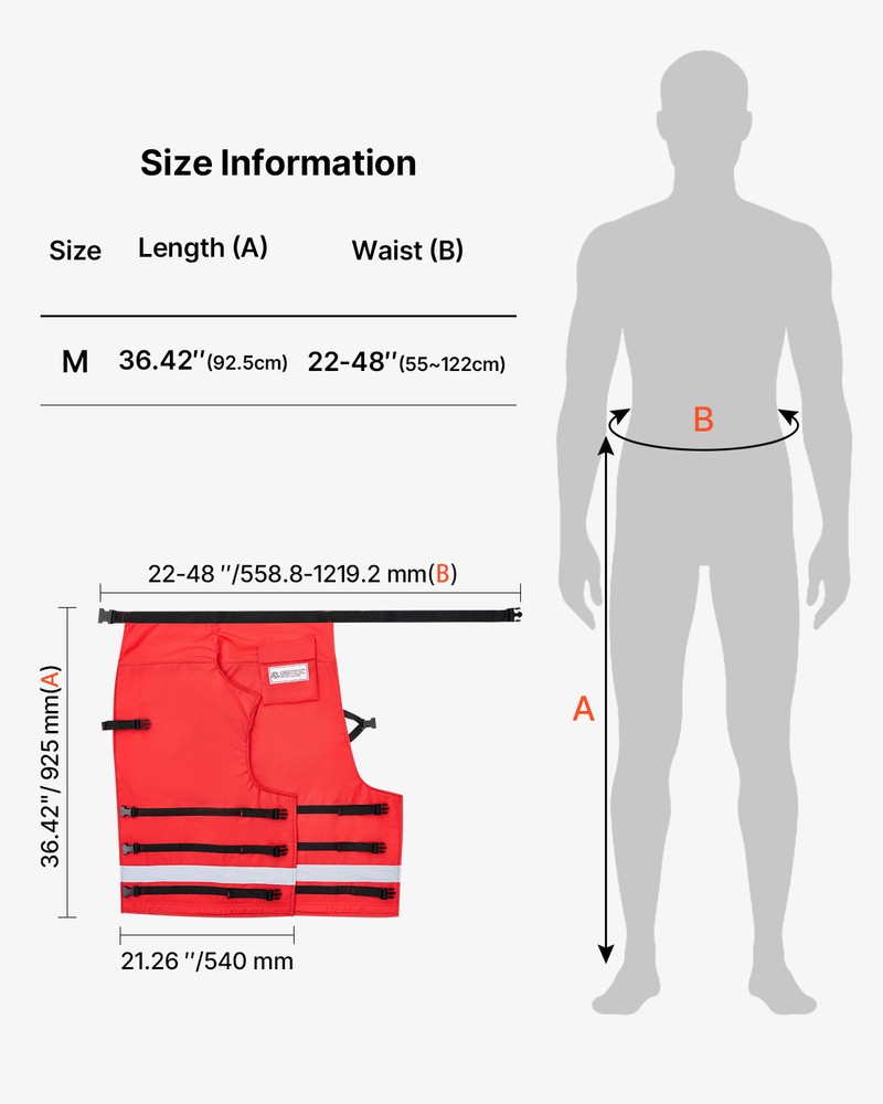 VEVOR Chainsaw Chaps 36.4" Apron Style Chainsaw Safety Chaps Class D Medium