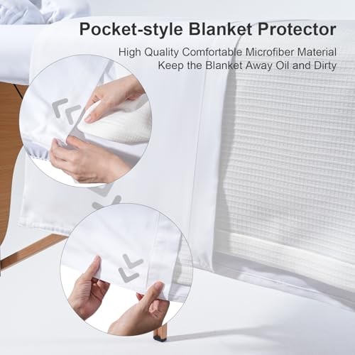 Massage Table Cover Set, Microfiber Material, Pocket-Style Blanket White