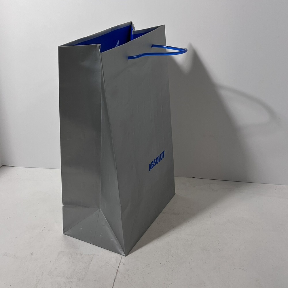 Absolut Vodka Gift Bag silver grey with blue handles