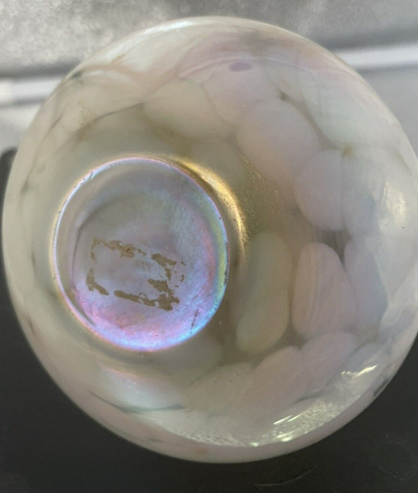 White Pink Opalescent Perfume Bottle Black Atomizer No Makers Marks Empty