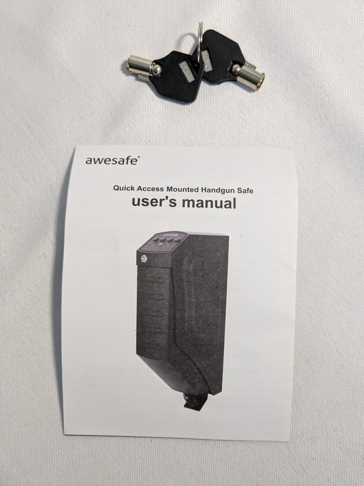 Awesafe Black Quick Access Mounted Handgun Safe With User Manual