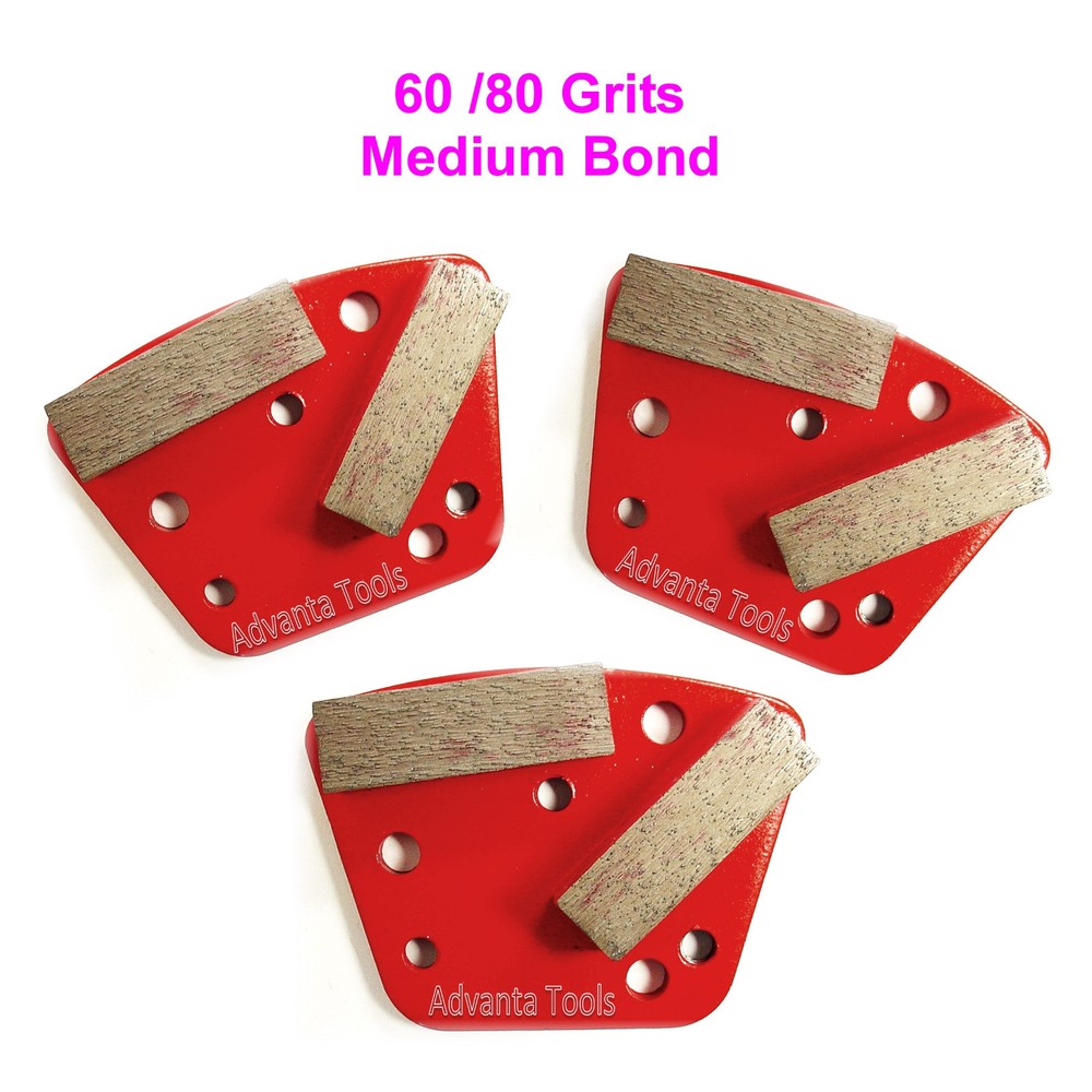 3PK Trapezoid HTC Style Grinding Shoe / Disc / Plate - Medium Bond - 60/80 Grit