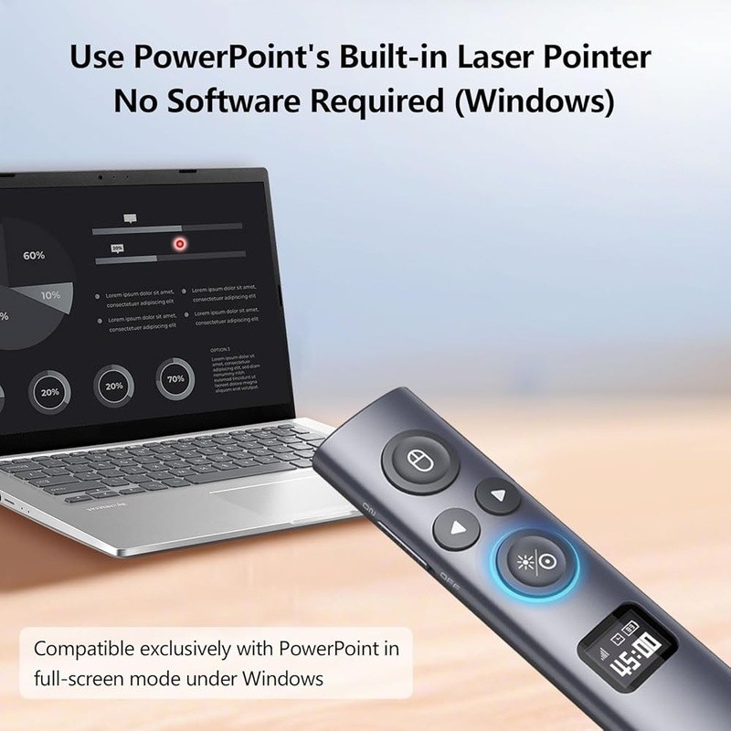 Wireless Presenter W/ Countdown Vibration OLED Display PowerPoint Control Tool